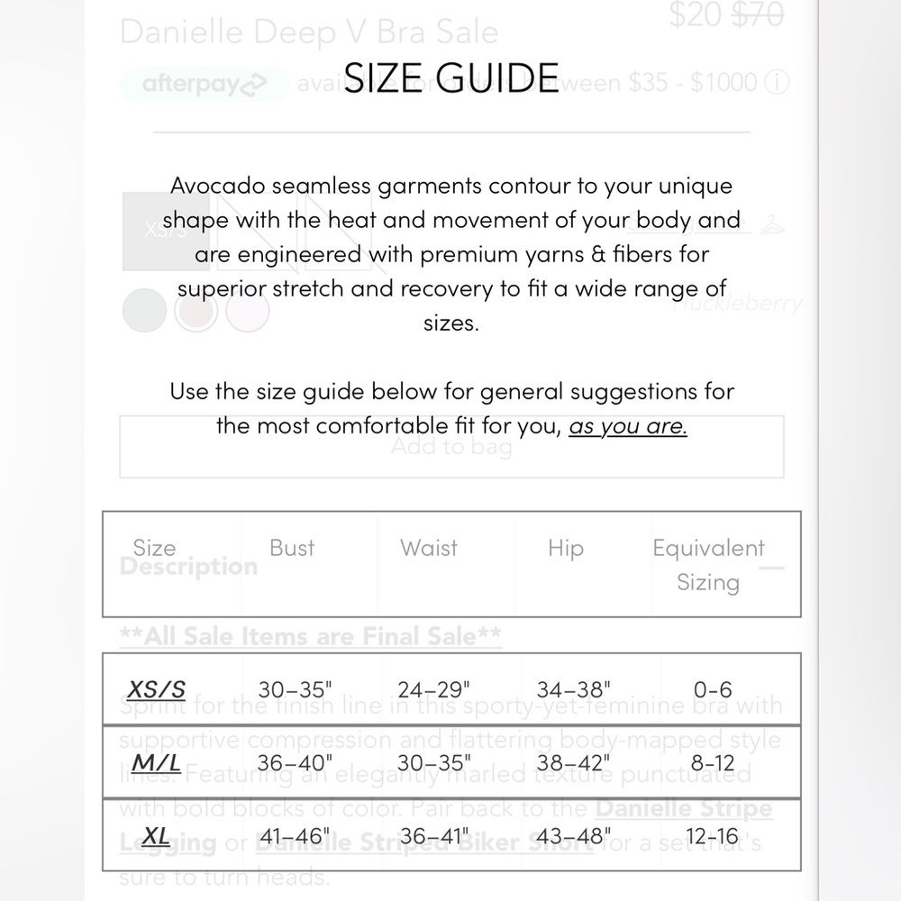 Avocado Danielle full set Deep V Bra & Stripe Legging Set - Huckleberry XS/S - Picture 4 of 10